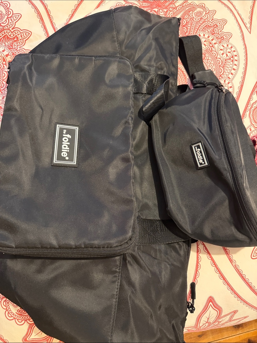 Foldie Black Travel Backpack with Matching Waist Bag